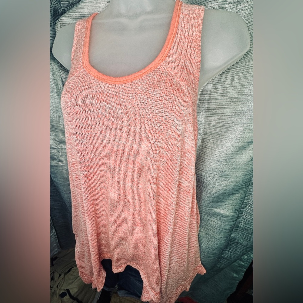 Just Be Pink Sleeveless Casual Loose Fit Crochet Knit Tank Top ~ W Large